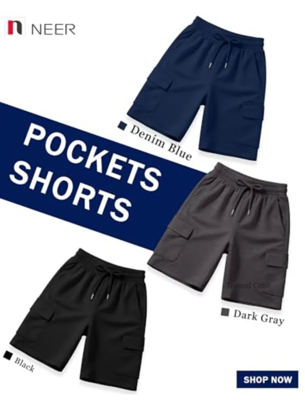 3 Pack Women's Bermuda Shorts with 4 Pockets Cargo Knee Length Athletic Cotton